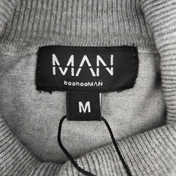 BoohooMan REGULAR RECYCLED ROLL NECK RIBBED SWEATER. Grey. Size Large. New. - Picture 6 of 7